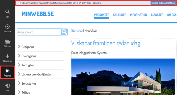 Statusinformation och åtgärda ikon