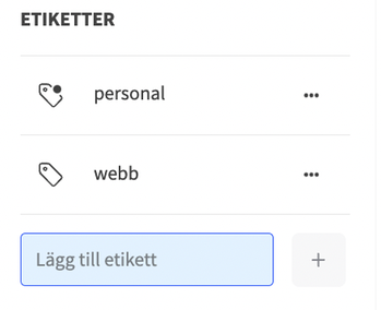 Nytt etikettinlägg markeras med en ring