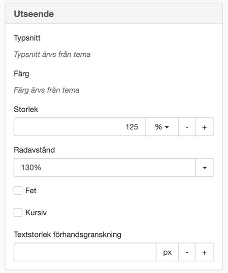 Utseende formatmall