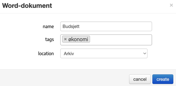 Opprett Word-dokument