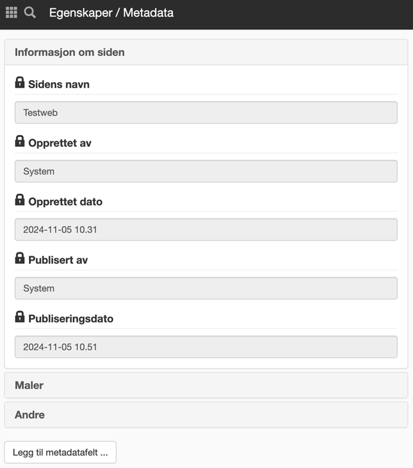 Grupperte metadata