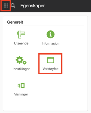 Verktøyfelt i egenskaper