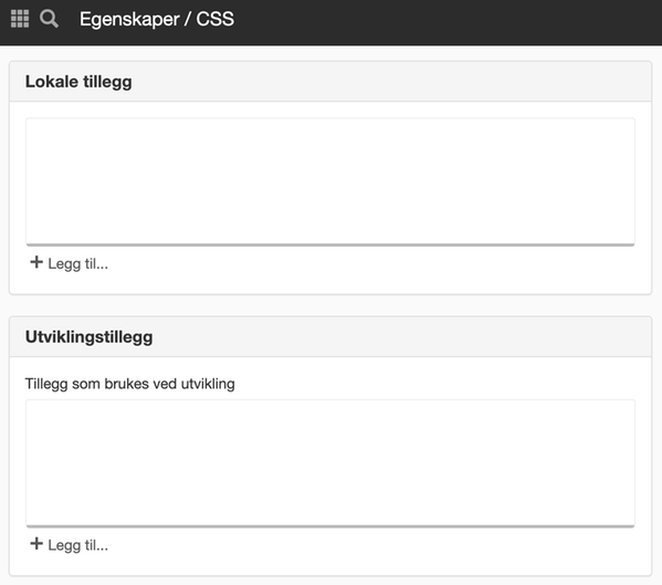 Panelet CSS i egenskaper for element