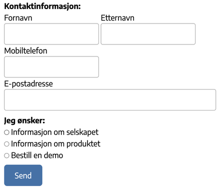 E-postskjema eksempel