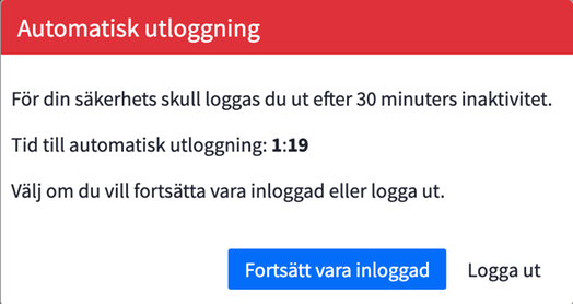 Varna om utloggning