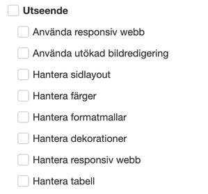 Rättigheter i kategorin Utseende