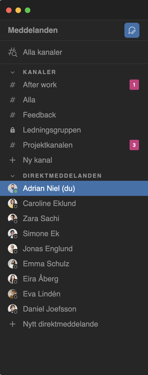 Skärmklipp på Notiser
