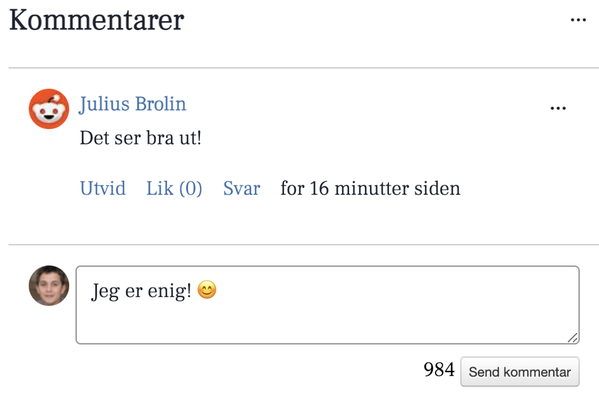 Kommentar med profilbilde