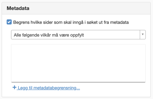 Begrens fra metadata