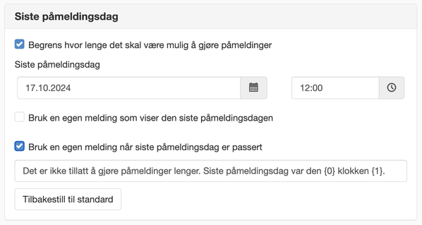 Siste påmeldingsdag