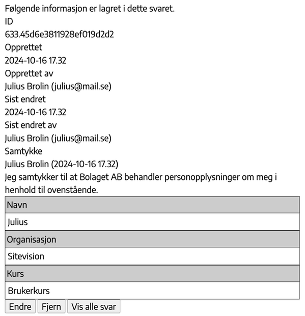 Se detaljer om svar