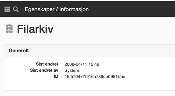 Allmänt på egenskaper för arkiv