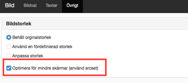 OPtimera för mindre skärmar