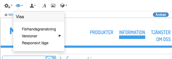 Verktygslisten, ikonen Visa