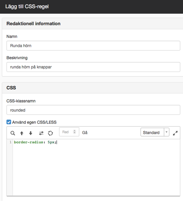 Lägg till css-regel