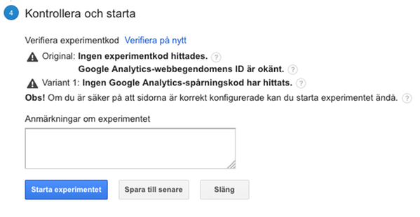 Kontrollera och starta