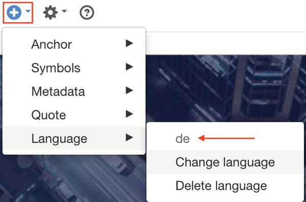 selected language