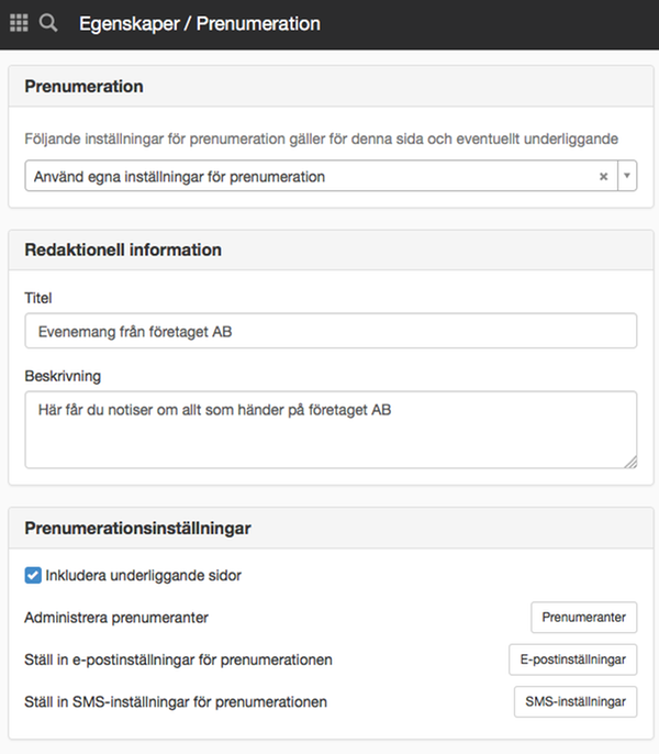 panelen Prenumeration