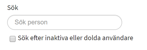 Sökruta samt kryssruta som visar modulen Sök person