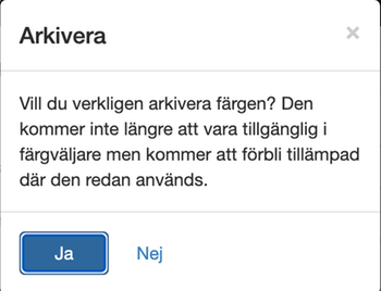 Dialogruta för arkivering av färg