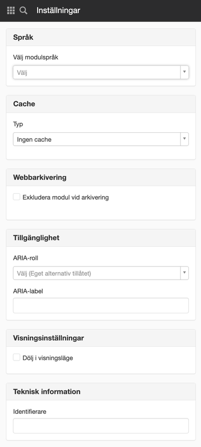 Inställningar på modul
