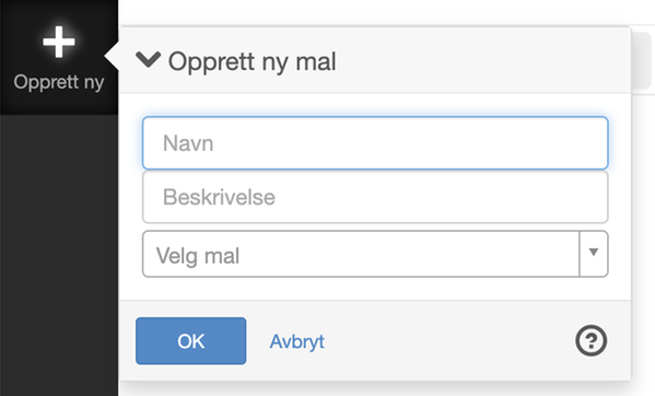 Dialogruta för att skapa ny mall