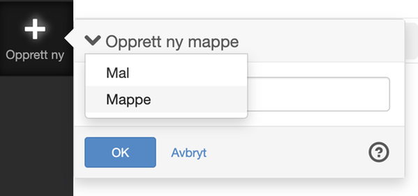 Skapa ny mapp i navigatorn för mall