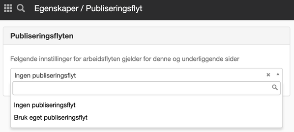 Panelet Publiseringsflyt i egenskaper på en side