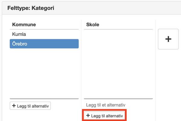 Legg til ett alternativ til i neste kategori