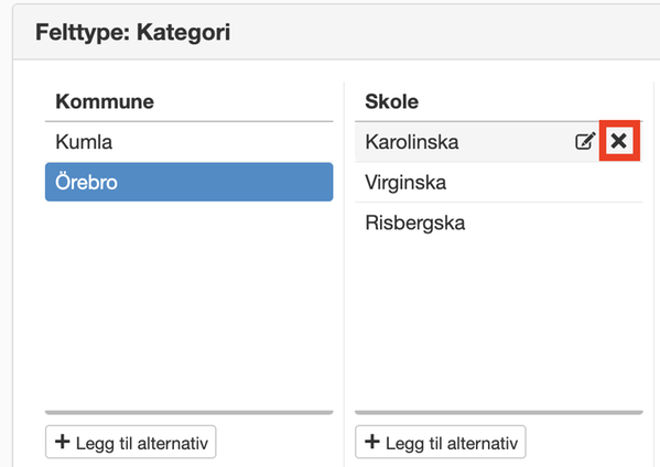 Fjern alternativ
