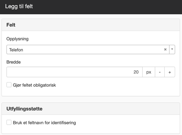 Legg til felt